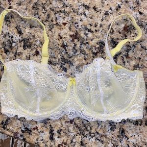 Yellow lace balcony bra